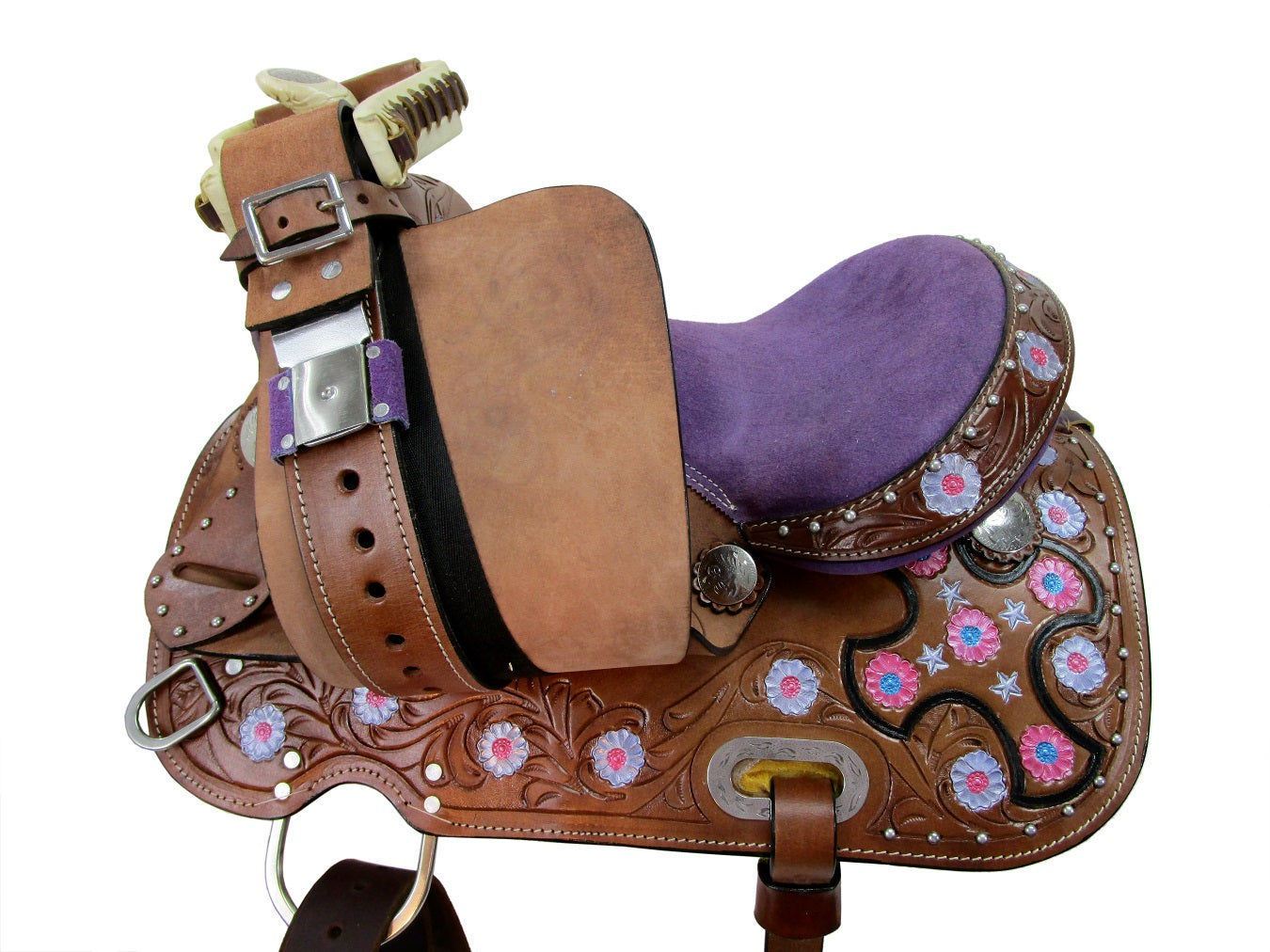 Purple Show Youth Kids Western Saddle Barrel Racing pony Tack 10 12 13