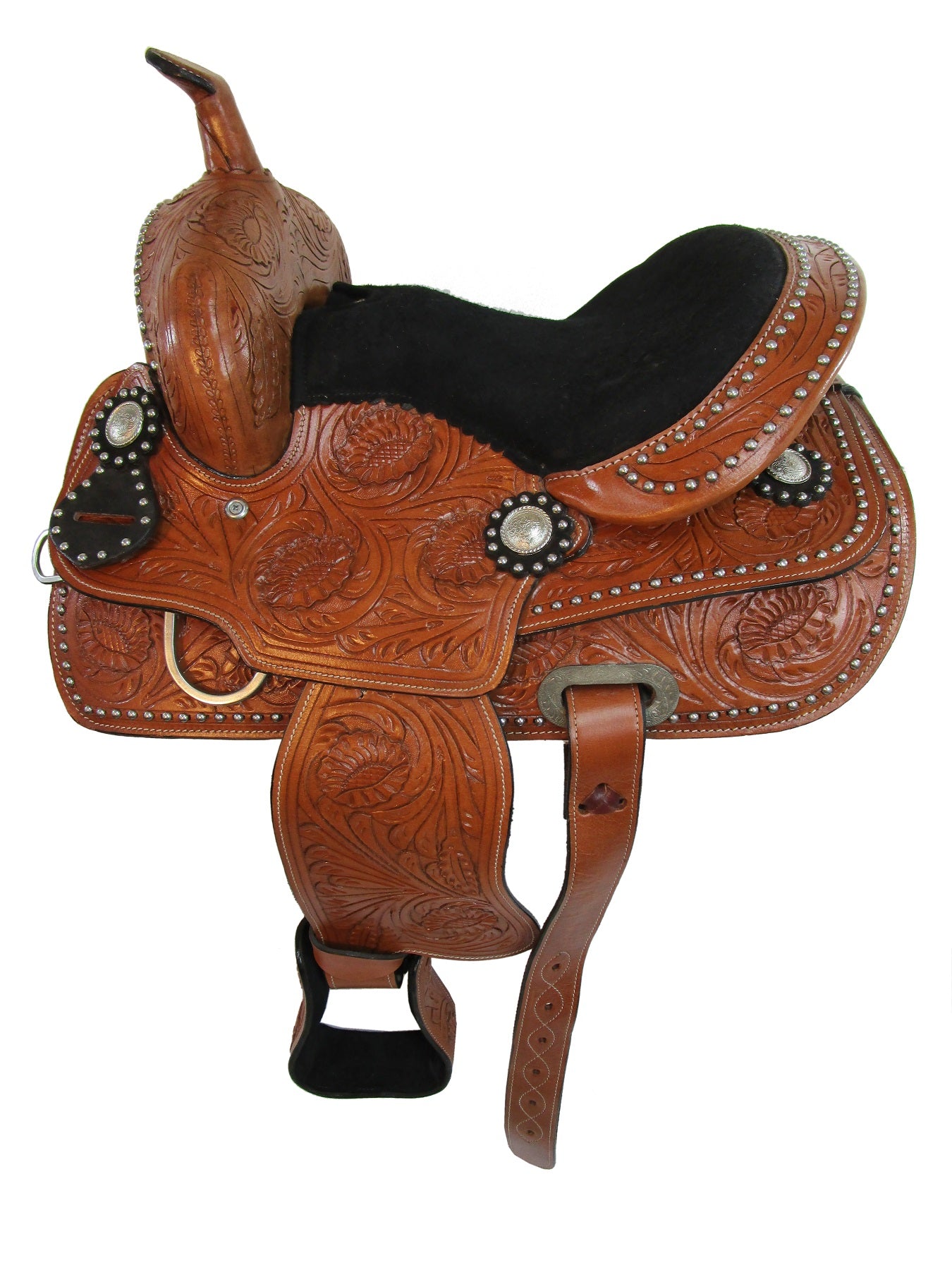 Kids Western Saddle Youth Trail Barrel Racing Leather Horse Tack 12 13 14