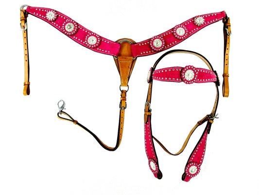 Conjunto de collarín de pecho estilo occidental de Pink Show Event Trail