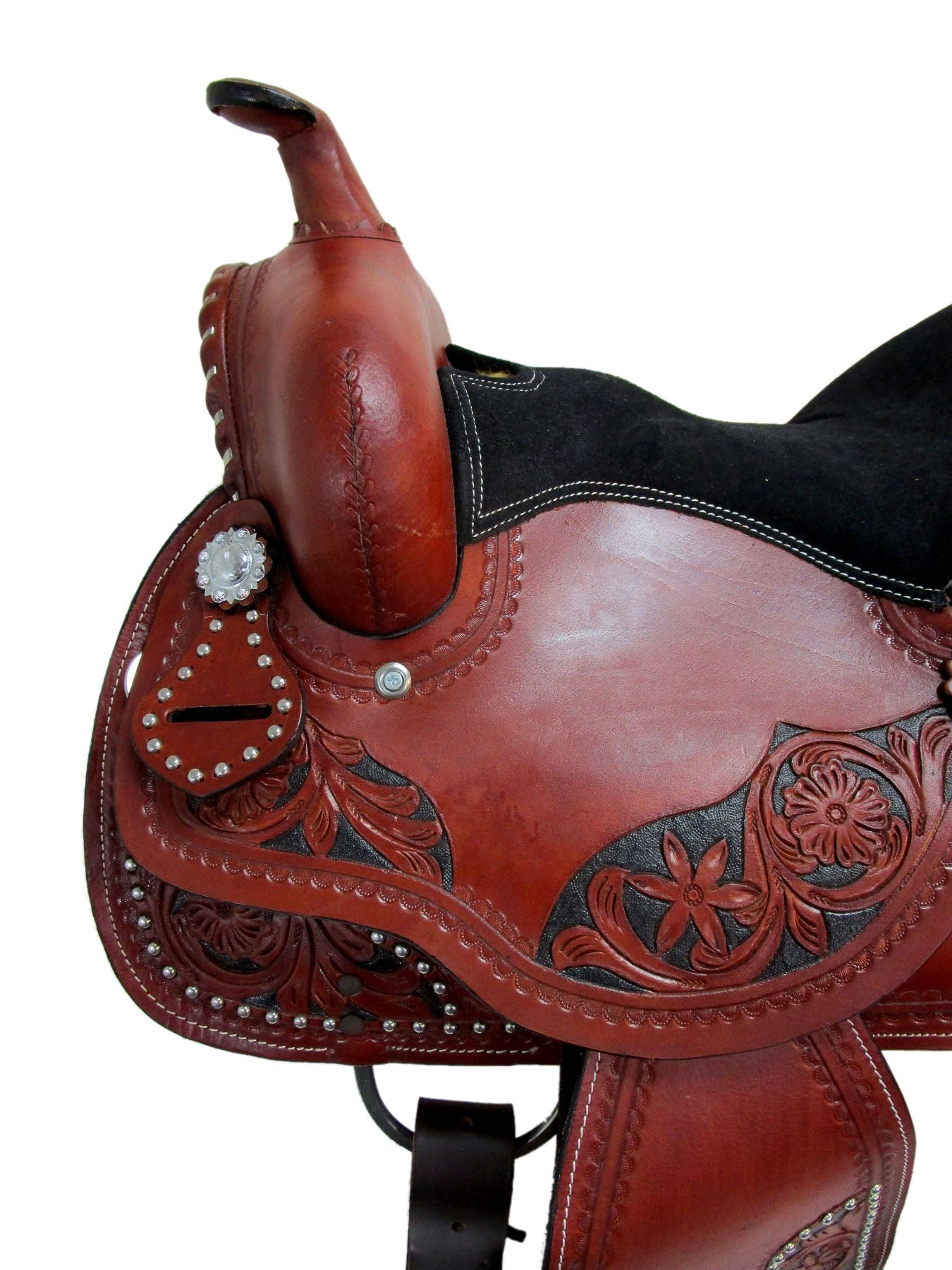 Western Saddle Trail Horse Barrel Racing 15 16 17 Tack de cuero con herramientas