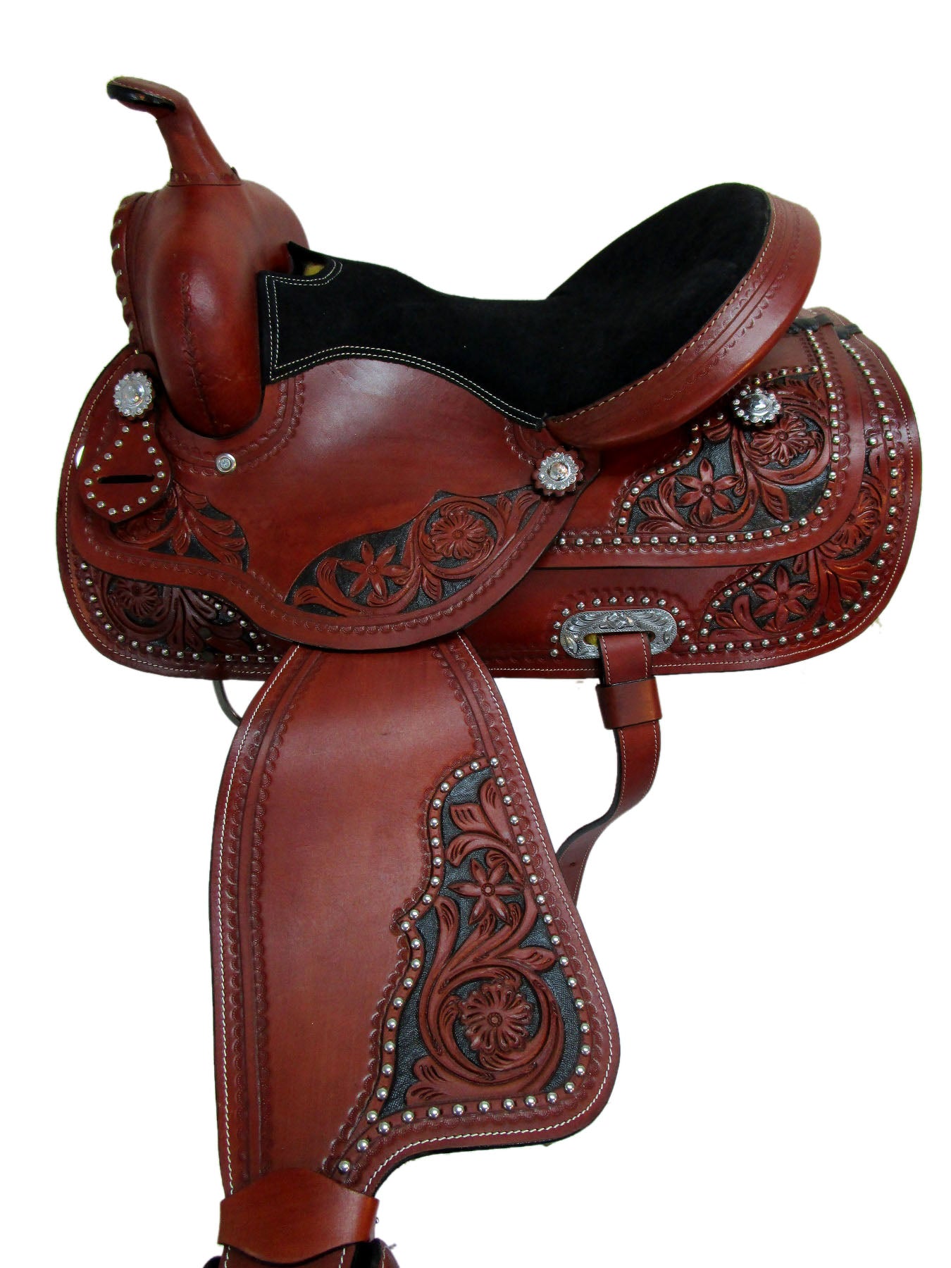 Western Saddle Trail Horse Barrel Racing 15 16 17 Tack de cuero con herramientas