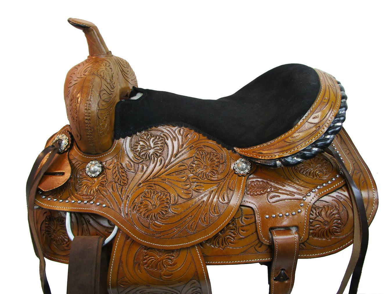 15 16 Show Trail Tooled Pleasure Leather Western Barrel Saddle – Saddle  Online Shop
