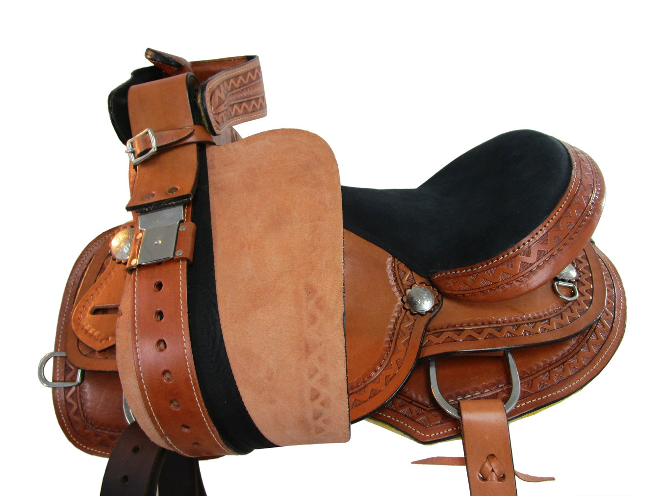 Western Trail Saddle Horse Pleasure Tooled Leather Tack 15 16 17 18