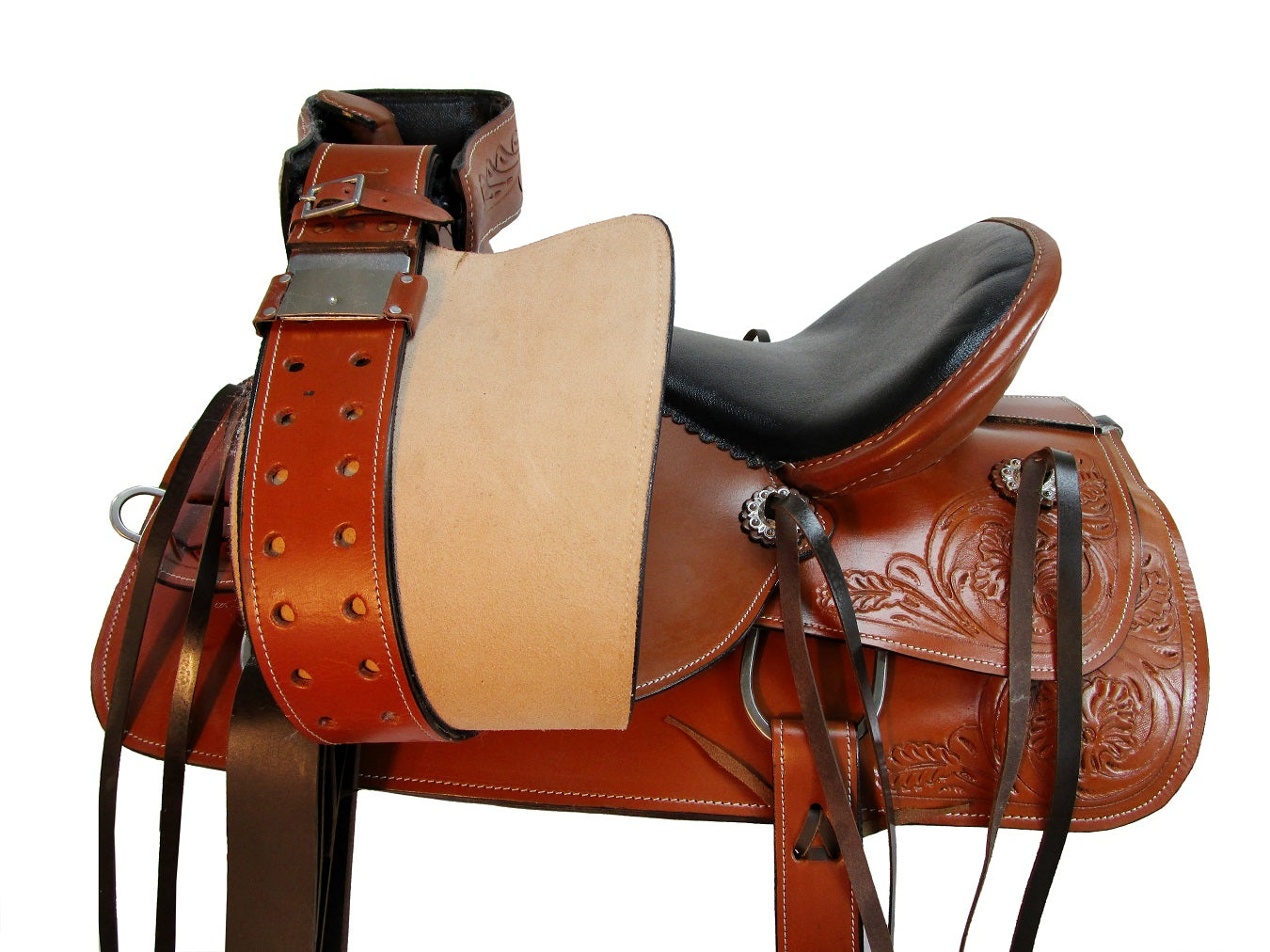 Western Saddle Barrel Racing Trail Tooled Leather Tack 15 16 17 18