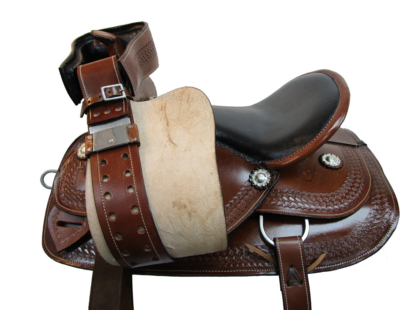 Western Saddle Barrel Trail Dark Brown Roping Horse Tack 15 16 17 18