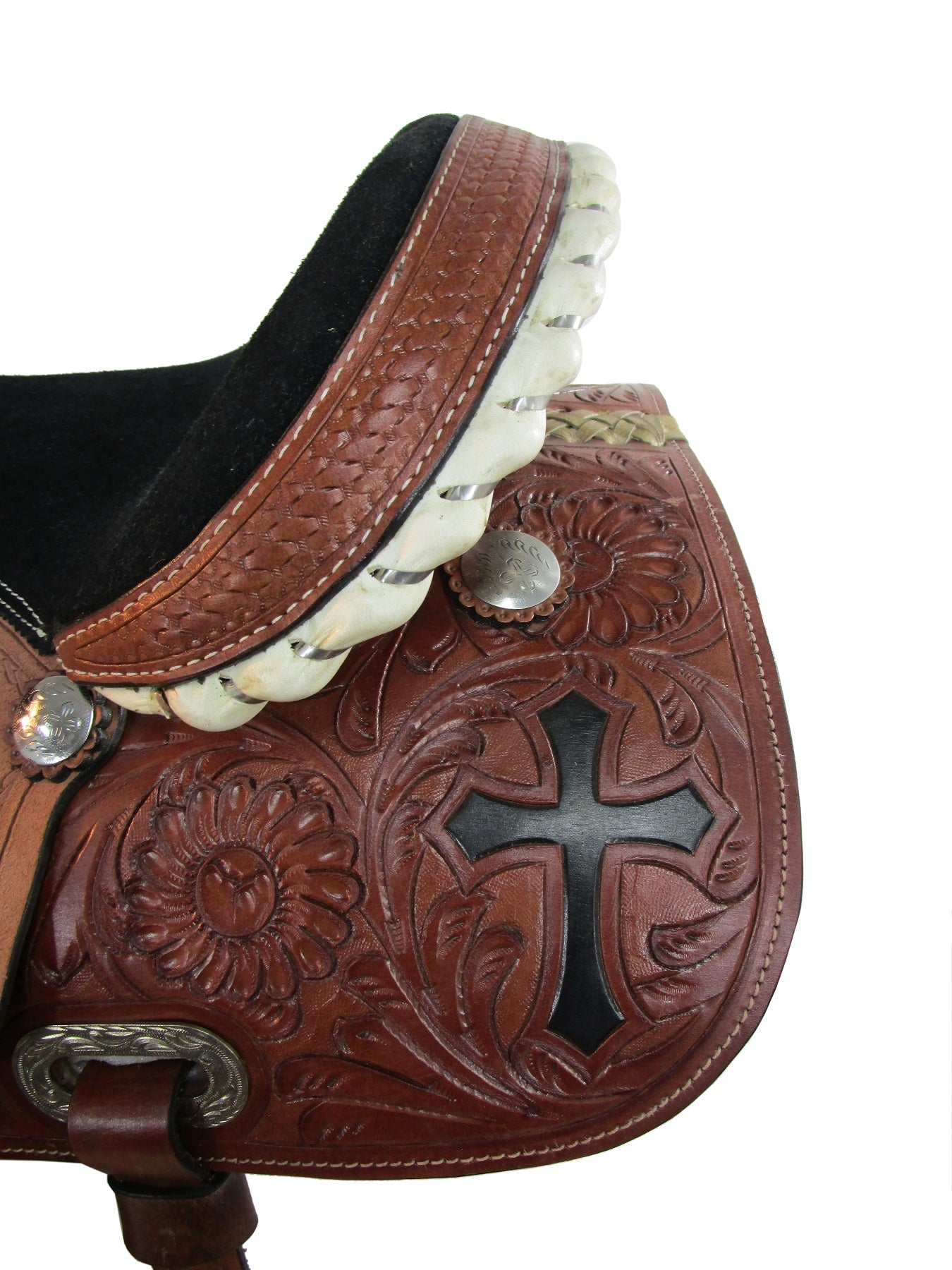 Barrel Racing Western Trail Saddle Cross Tooled Pleasure Tack 16 15
