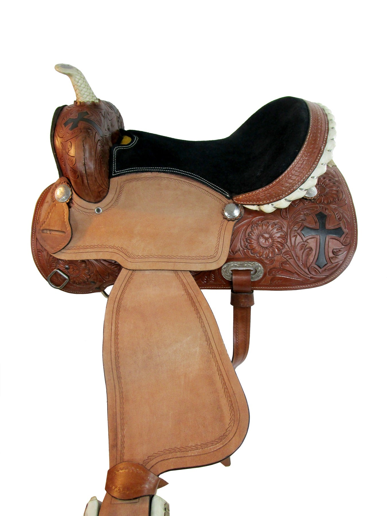 Barrel Racing Western Trail Saddle Cross Tooled Pleasure Tack 16 15