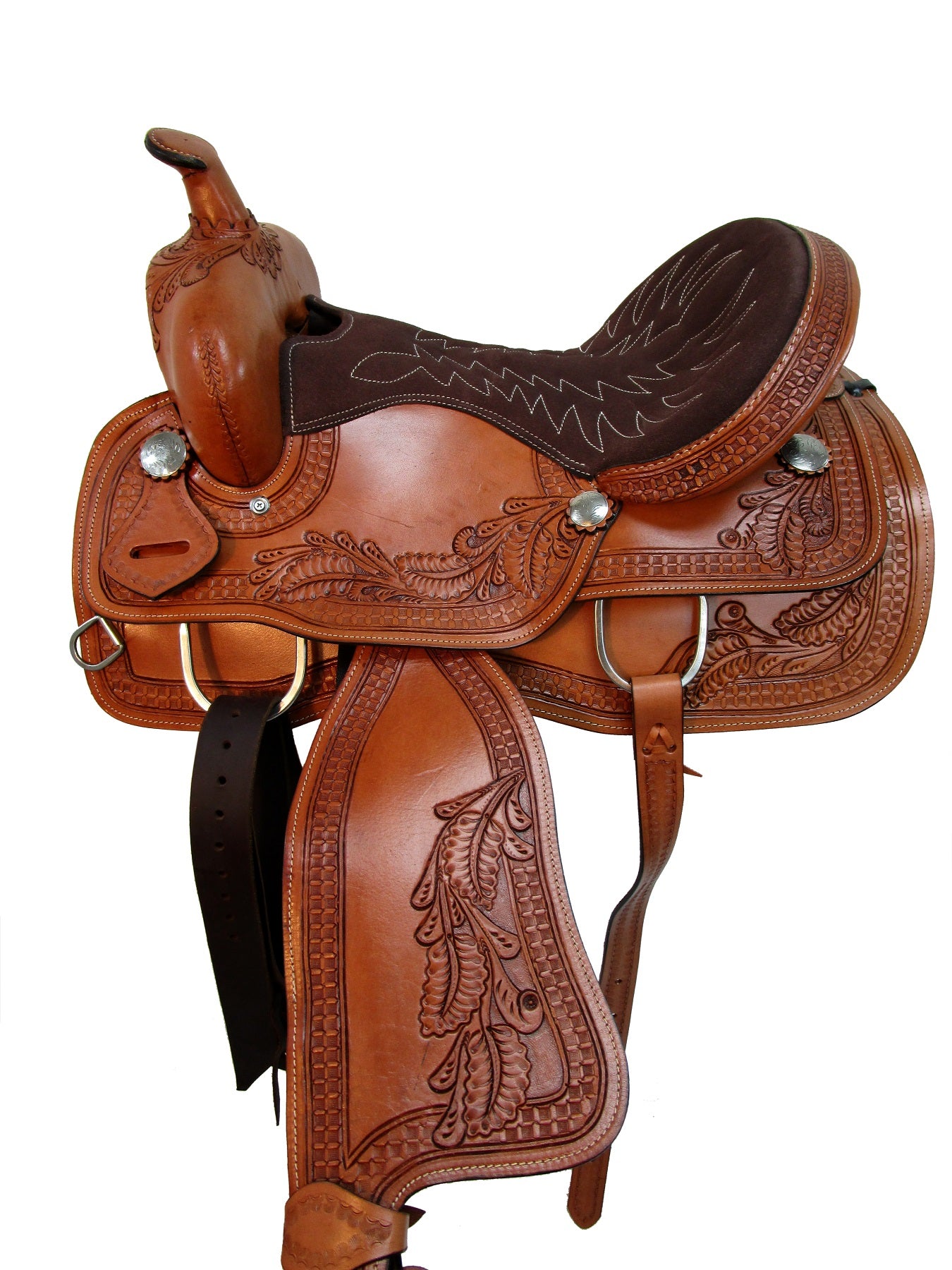 Western 14 13 12 10 Pleasure Barrel Racing Pferdesattel Leder Trail Tack Set