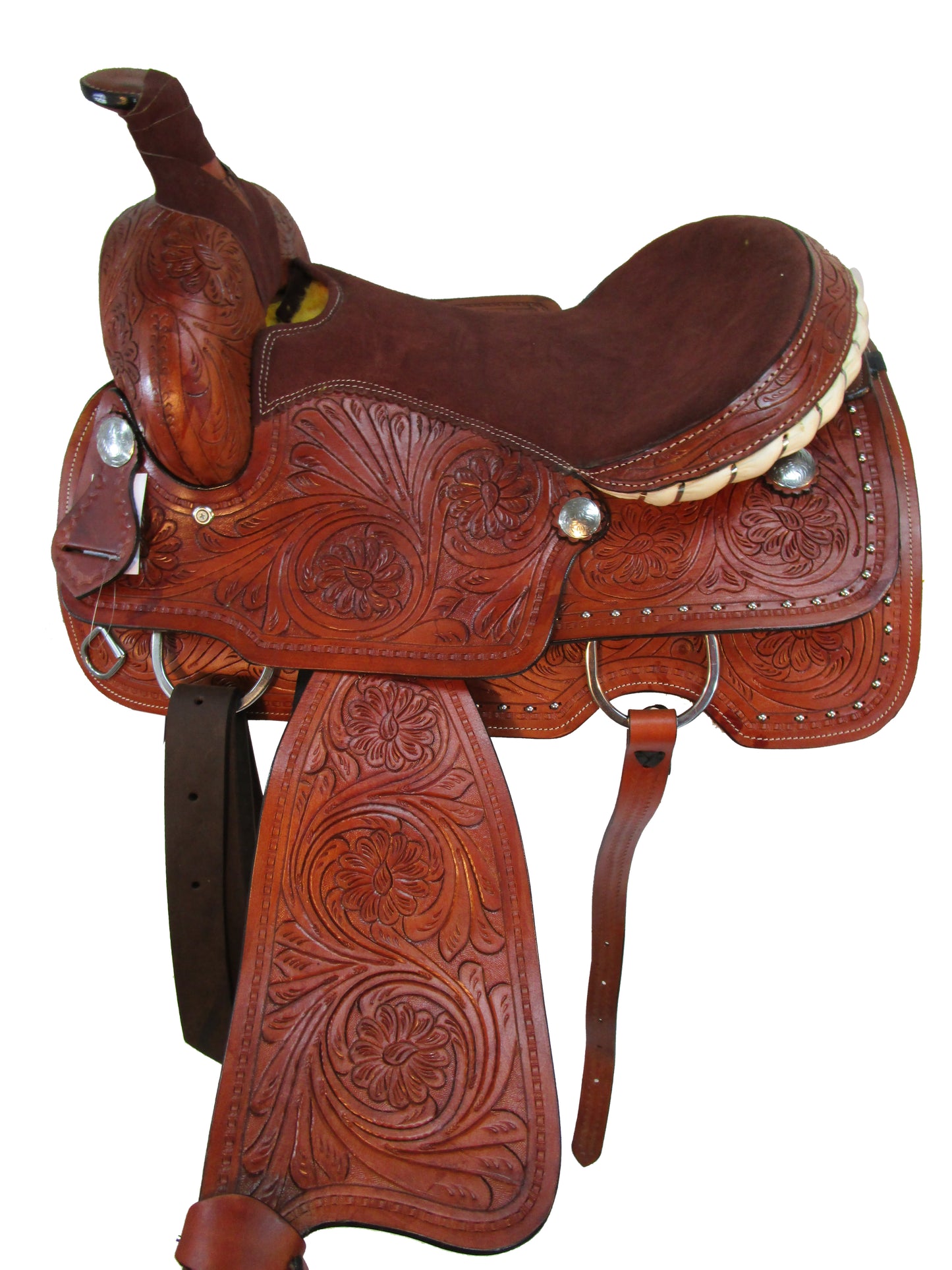 Leather Western Saddle Trail Horse Ranch Pleasure Roping Set 15 16 17