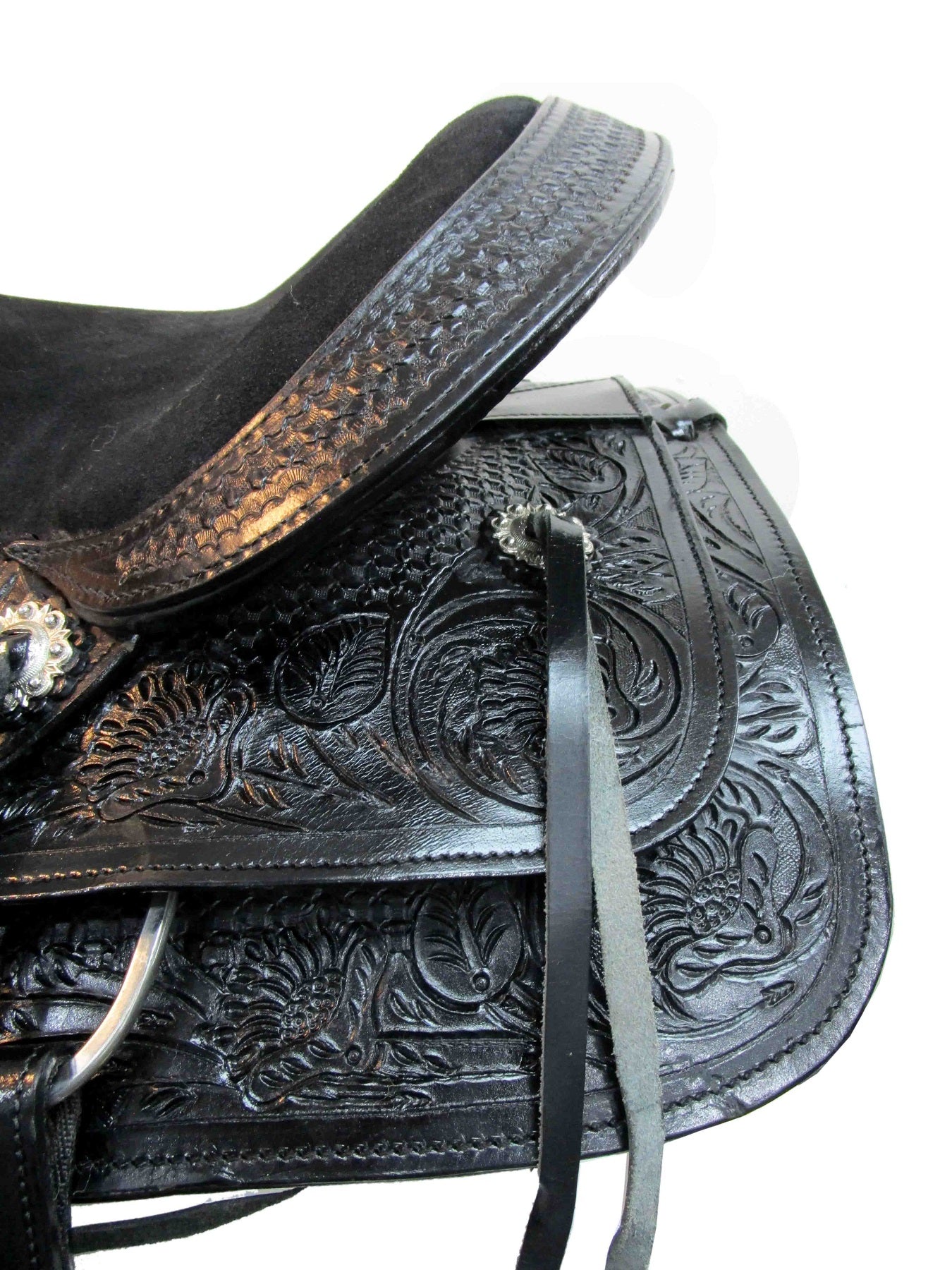 Western Saddle Barrel Racing Trail Horse Leather Black Tack Set 15 16 17 18