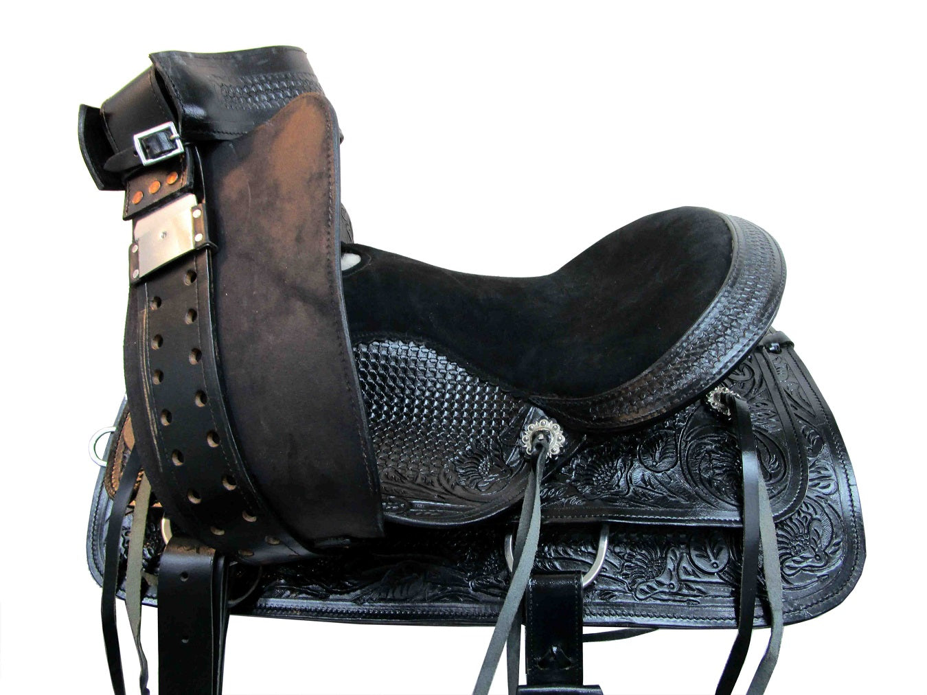 Western Saddle Barrel Racing Trail Horse Leather Black Tack Set 15 16 17 18
