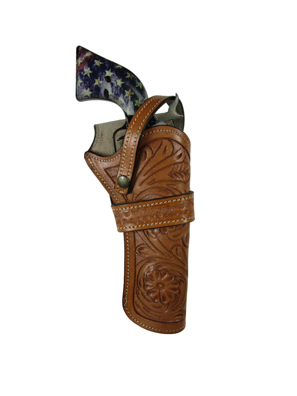leather holster for rough rider 22LR tan fully view floral tooled
