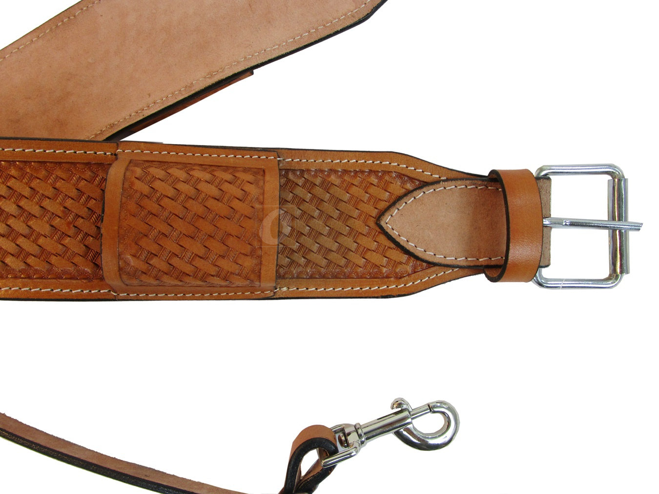 Back Cinch Basket Weave Tooled Leather Rear Cinches Western Horse Girth