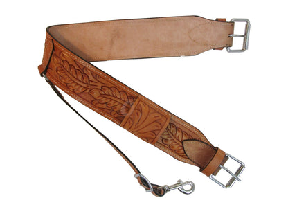 Leather Back Cinch Oak Tooled Rear Cinch Western Horse Girth