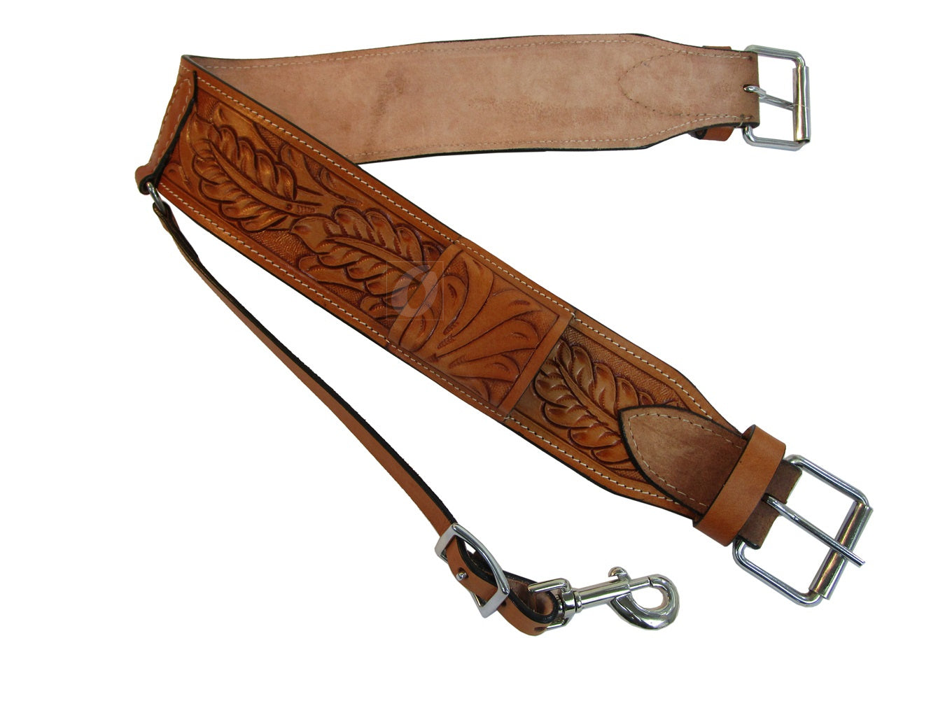 Leather Back Cinch Oak Tooled Rear Cinch Western Horse Girth