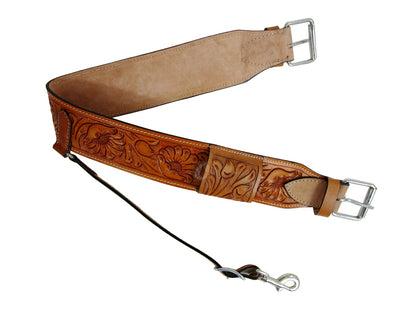 Leather Back Cinch Floral Tooled Rear Cinch Western Horse Saddle Girth