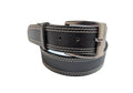 Black Leather Belt Double White Stitching Casual Office Wear Belts