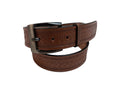 Mens Belt Dragon Scale Tooled Leather Unisex Brown Belts For Men