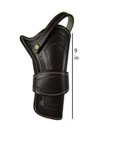 leather holster for revolver brown front back view heart tooled