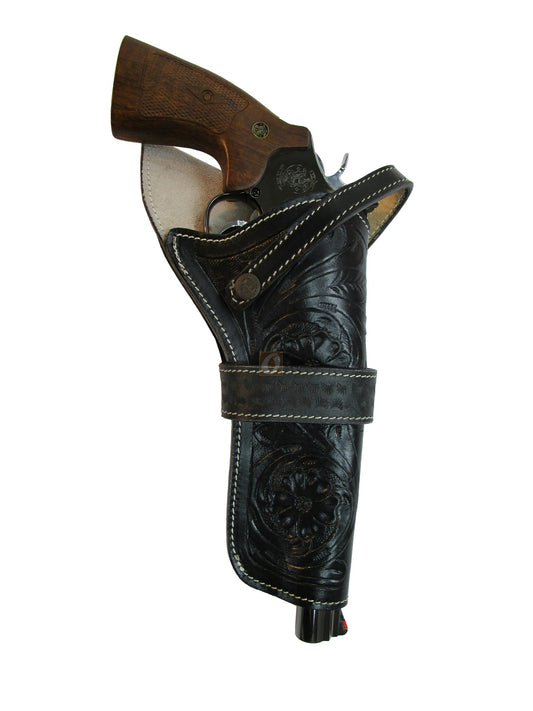 Cross Draw Holsters Western Floral Tooled Leather Long Barrel Fit