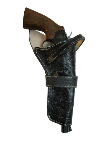 Cross Draw Holsters Western Floral Tooled Leather Long Barrel Fit