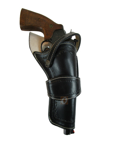 Cross Draw Holster Western Spikes Tooled Leather Long Barrel Fit