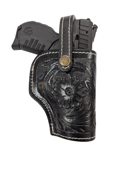 Lederholster Western Cowboy Basket Weave Tooled Revolver Pistolenhalter