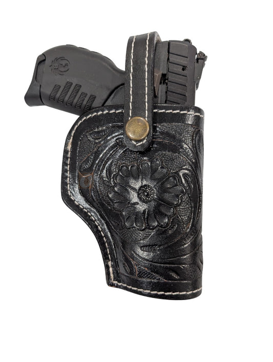 Lederholster Western Cowboy Basket Weave Tooled Revolver Pistolenhalter