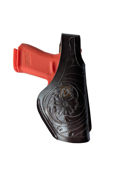 Leather Gun Holster Glock SIG Taurus Ruger Western Tooled 3 Way Carry