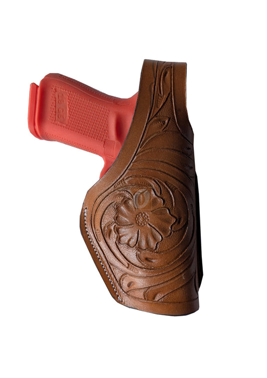 Leather Gun Holster Glock SIG Taurus Ruger Western Tooled 3 Way Carry