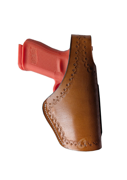 Leather Gun Holster Glock SIG Taurus Ruger Western Tooled 3 Way Carry