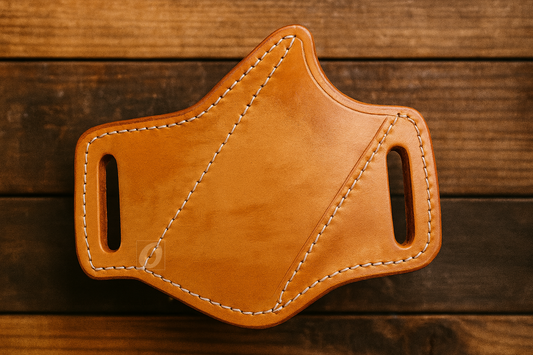 Leather Knife Sheath Pancake – Handmade Wide Fixed Blade Sheath