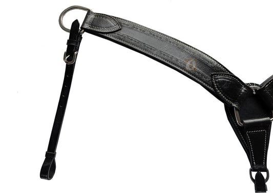Western Breast Collar Black Tooled Leather Heavy Duty Horse Tack