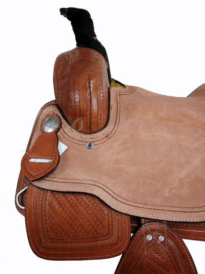 Western Roping Saddle Tooled Leather Ranch Horse Tack 15 16 17 18