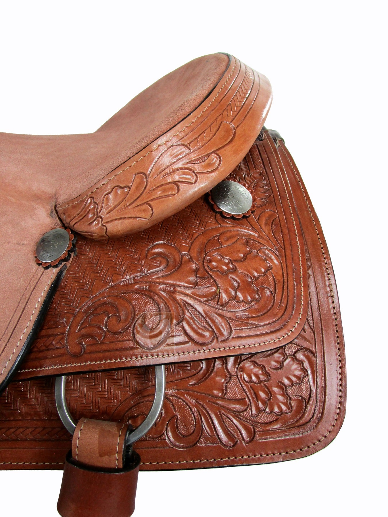 Western Roping Saddle Tooled Leather Ranch Horse Tack 15 16 17 18