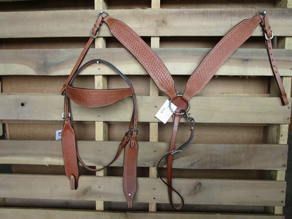 Headstall Breast Collar Western Bridle Trail Pleasure Barrel Basket Tooled Tack