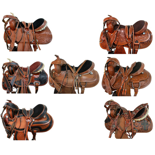 Western Saddle Trail Barrel Racing Pleasure Tooled Leather Horse Tack