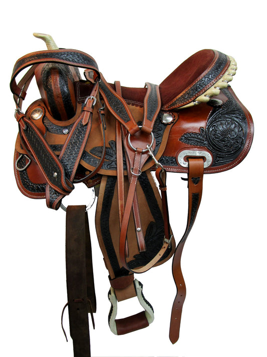 Trail Barrel Racing Westernsattel Pferd Pleasure Leder Set 15 16 17