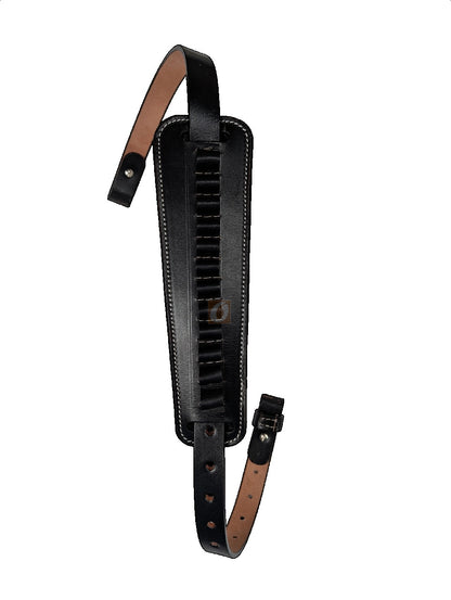Leather Sling Pad with 44 Mag Ammo Loops Fits 1 Inch Rifle Slings