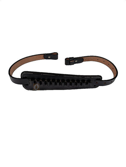 Leather Sling Pad with 44 Mag Ammo Loops Fits 1 Inch Rifle Slings