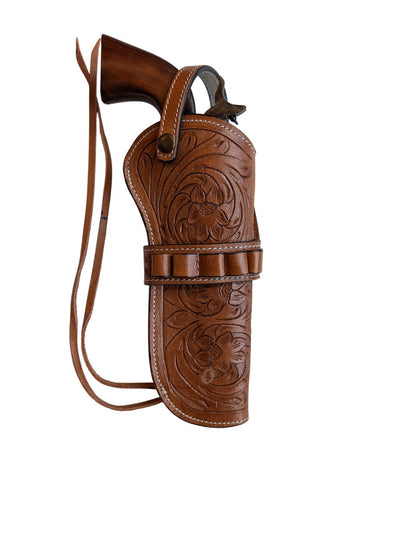 Western Leather Holster for Cimarron Cavalry 45 LC – Straight Draw & Crossdraw, 7.5” Barrel