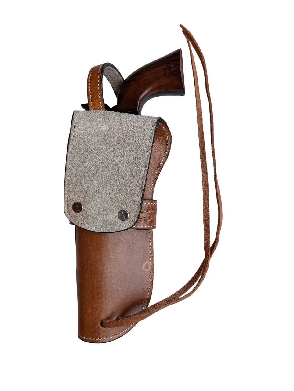 Western Leather Holster for Cimarron Cavalry 45 LC – Straight Draw & Crossdraw, 7.5” Barrel