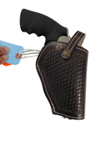 colt grizzly leather holster brown basket weave front view