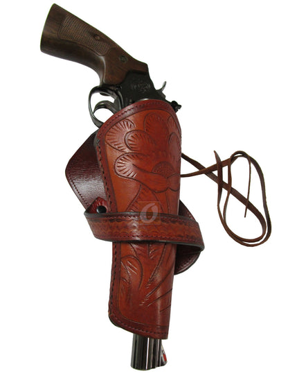 Cross Draw Western Holster Long Barrel Fit Tooled Leather Holsters