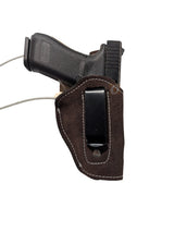 iwb leather holster Glock 17 brown front view