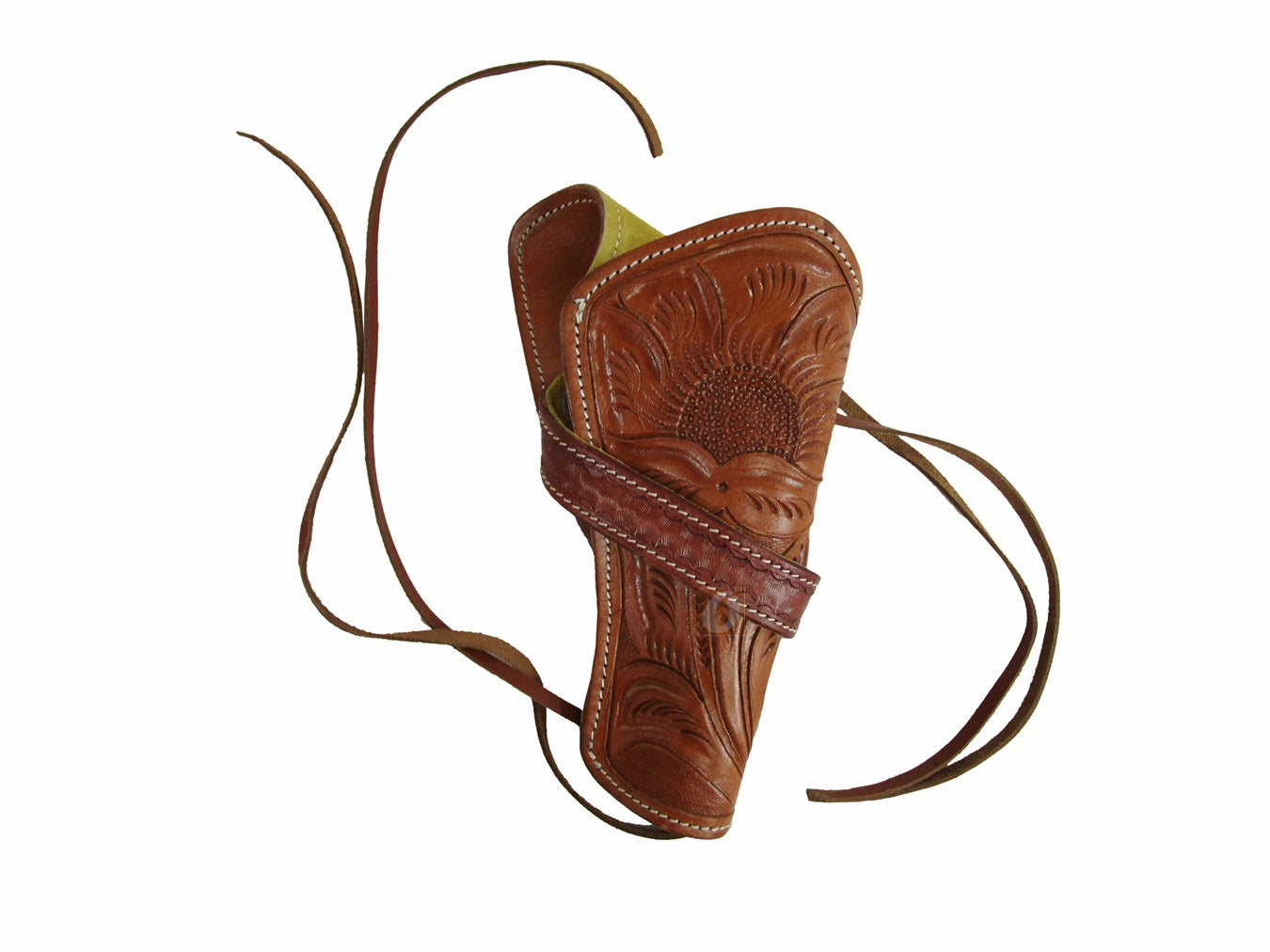 Cross Draw Holster Western Gun Cowboy Long Revolver Tan Tooled Leather