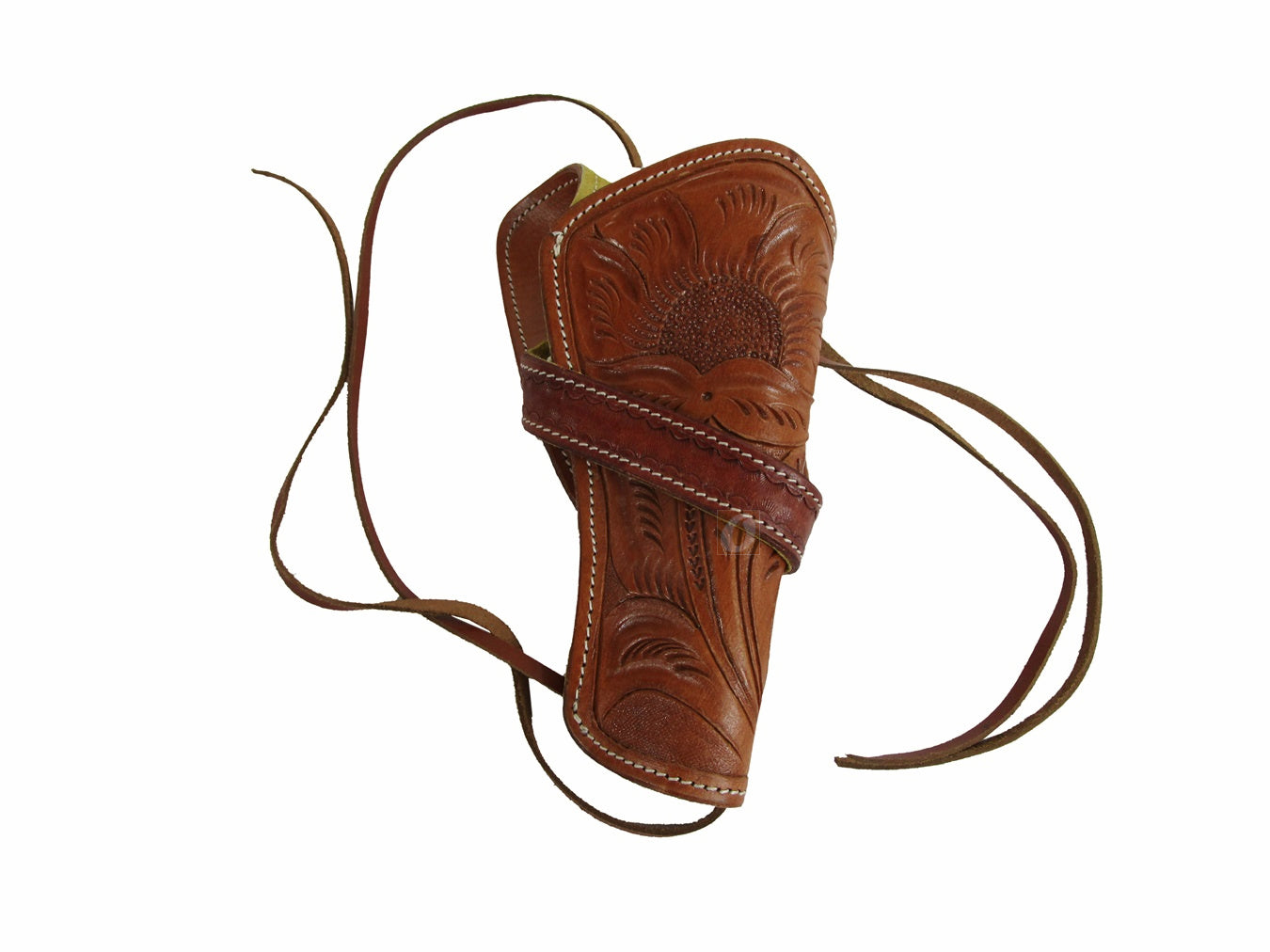 Cross Draw Holster Western Gun Cowboy Long Revolver Tan Tooled Leather