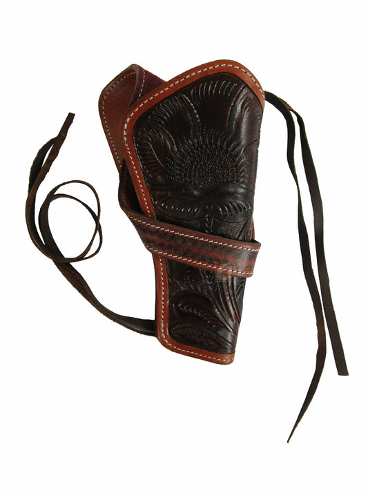 Cross Draw Holster Tooled Leather Western For Long Barrel Antique Brown