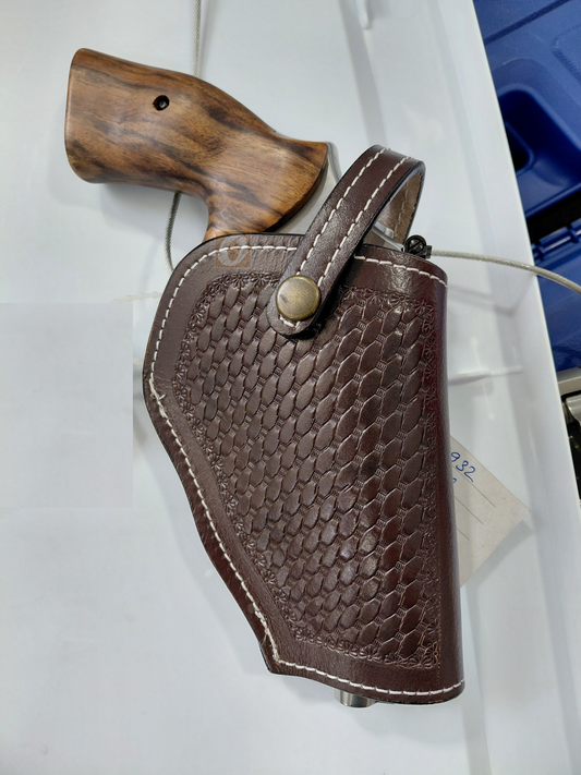Leather Holster for S&W Mountain Gun Revolver OWB 3-Way Carry Open Bottom