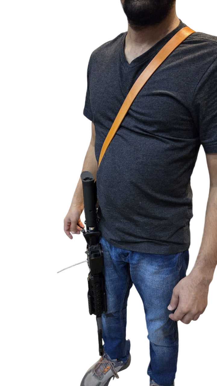 Leather Single Point Sling for Rifle, AR15 & Shotgun Tactical Carry